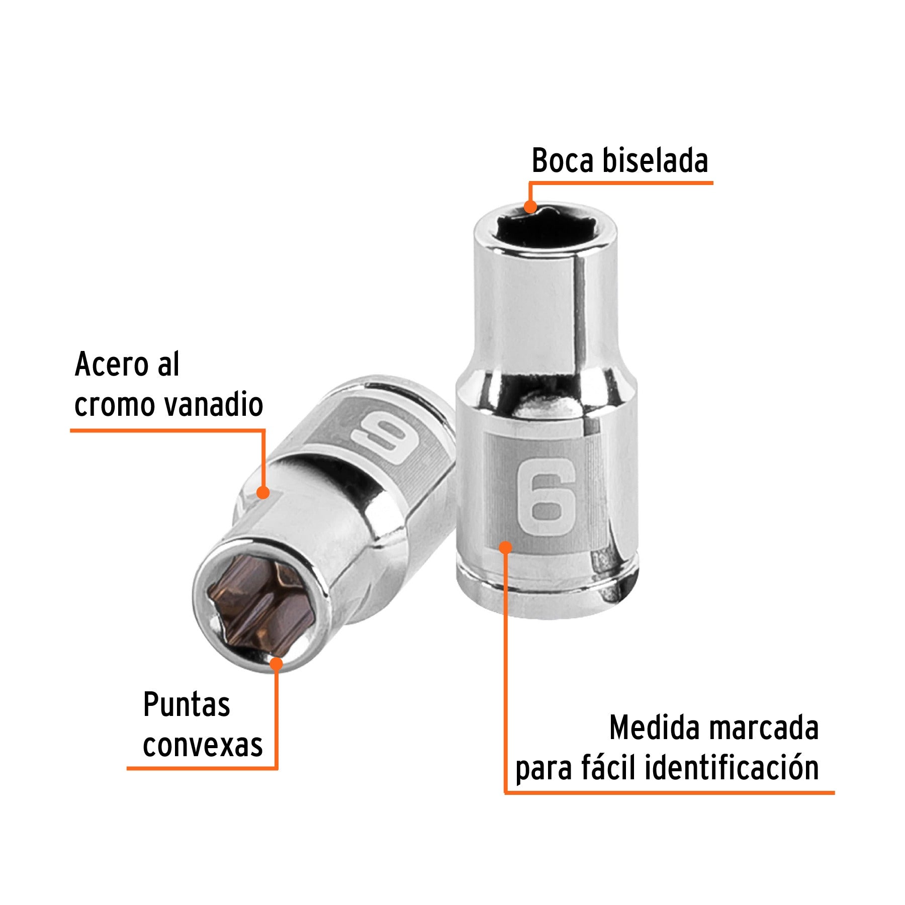 Dado de 6 mm 6 puntas cuadro 1/4 TRUPER - 13168