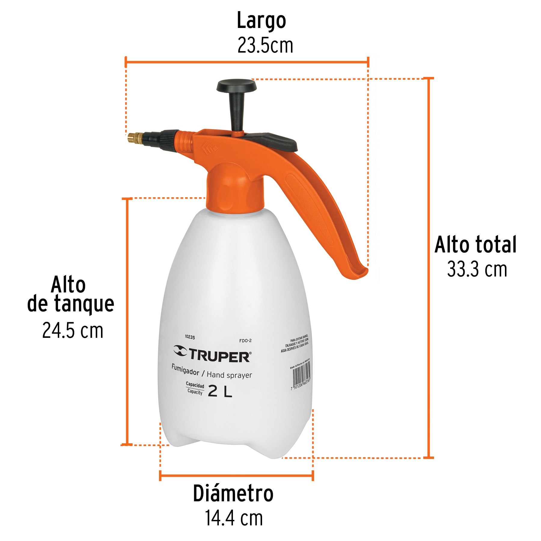 Fumigador de 2 litros doméstico, TRUPER 10235