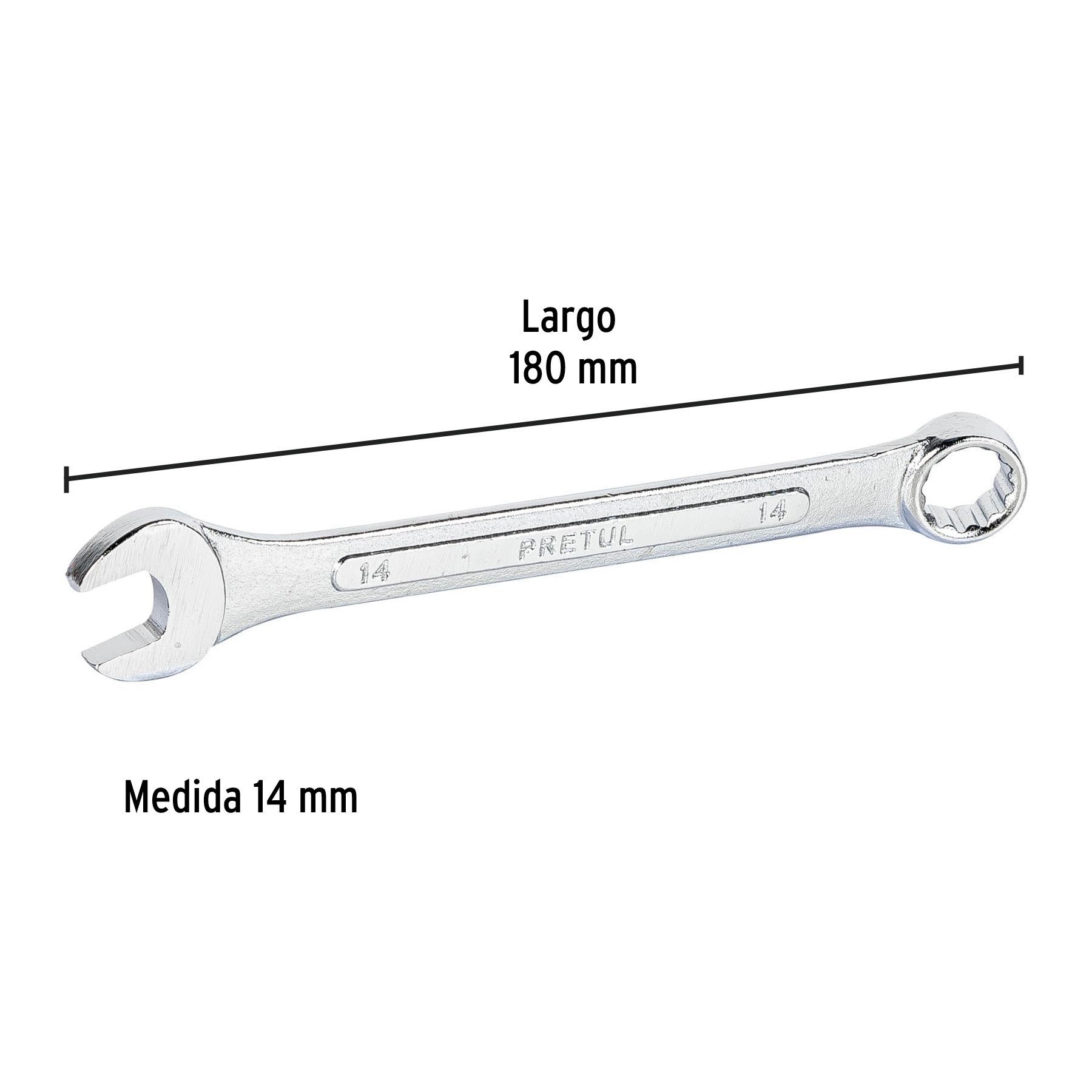 Llave combinada 14 mm x 180 mm de largo, PRETUL - 21908