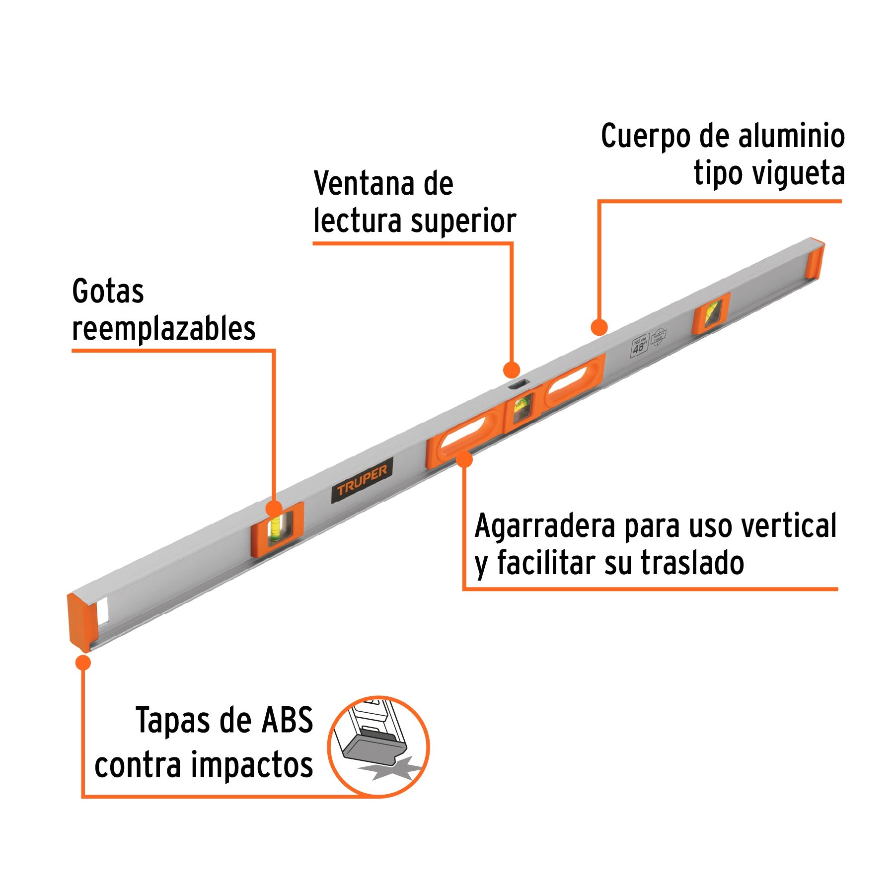 Nivel profesional de 36" con protección de ABS, Truper - 17038