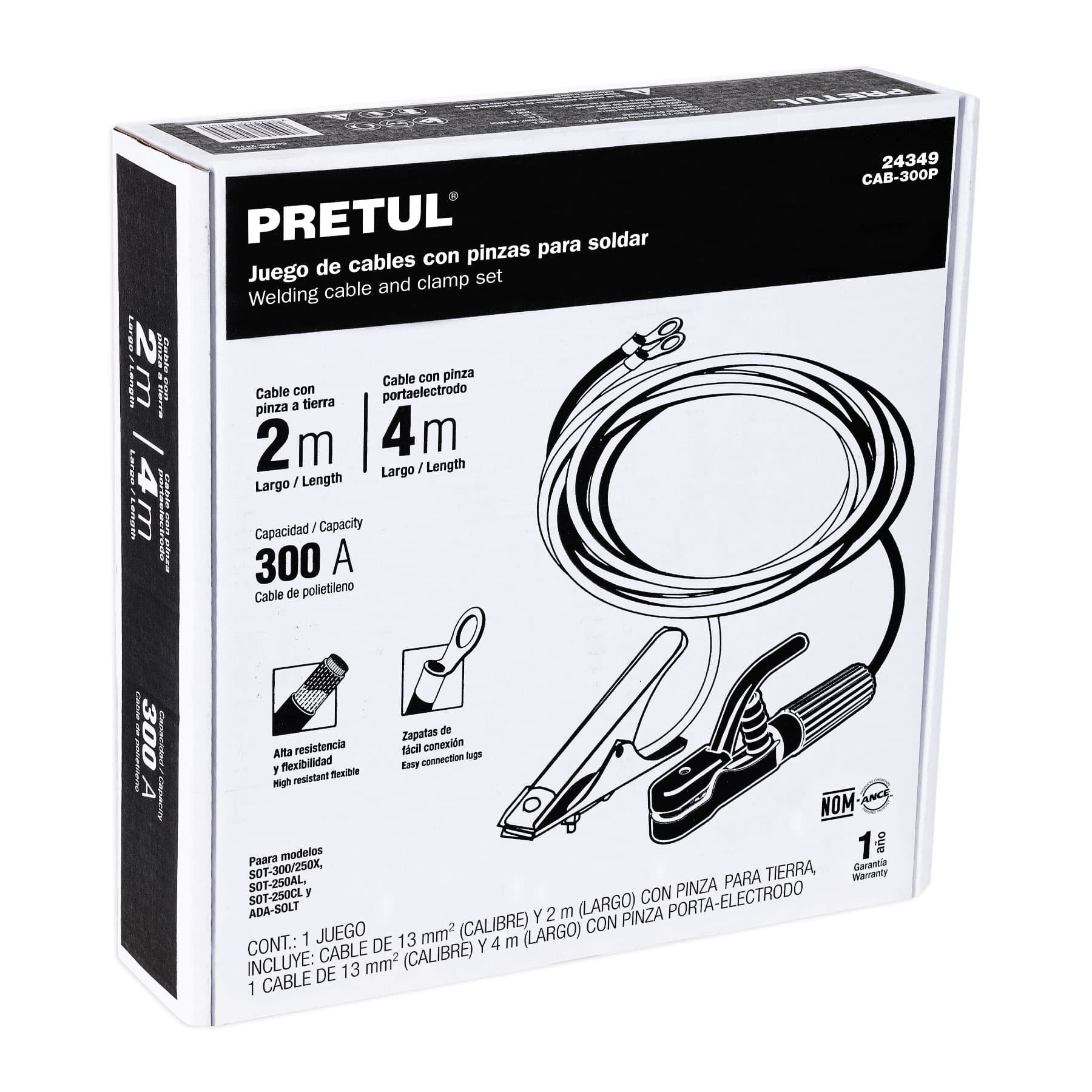 Cables con pinzas para soldadoras de arco y ADA-SOLT, PRETUL - 24349