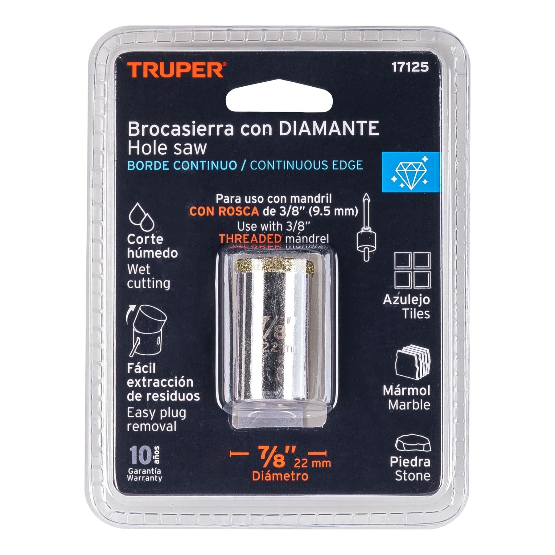 Brocasierra diamante 7/8" borde continuo, TRUPER - 17125