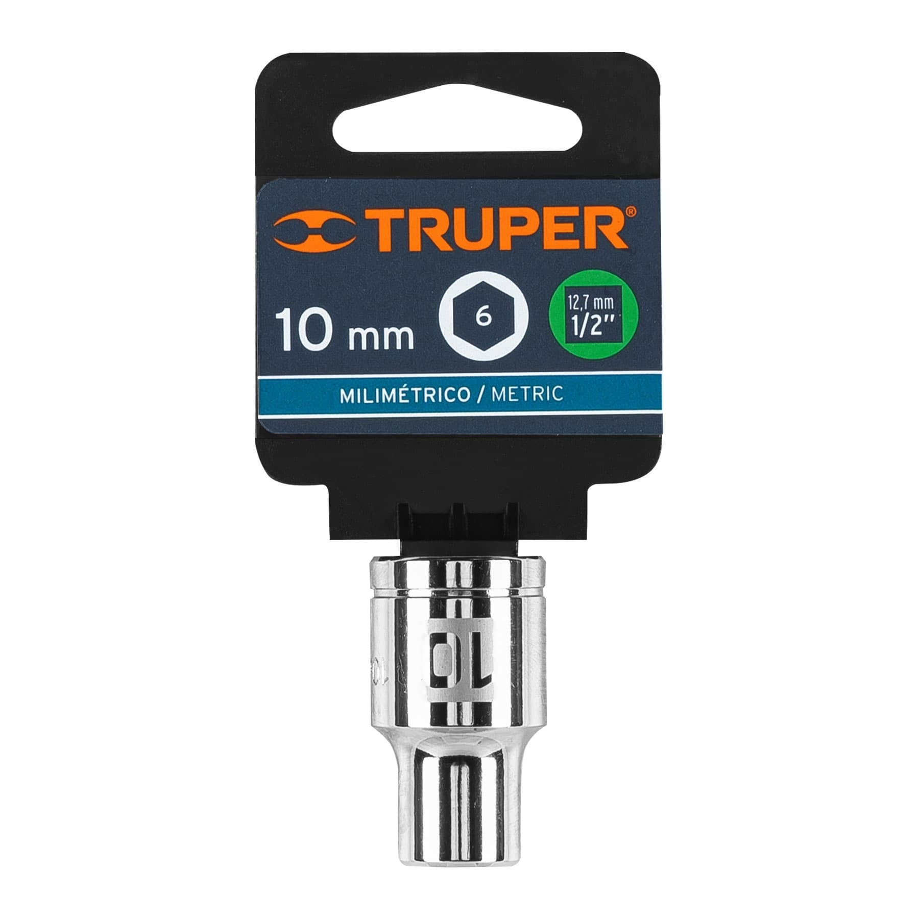 Dado de 10 mm, 6 puntas, cuadro 1/2", TRUPER 13260