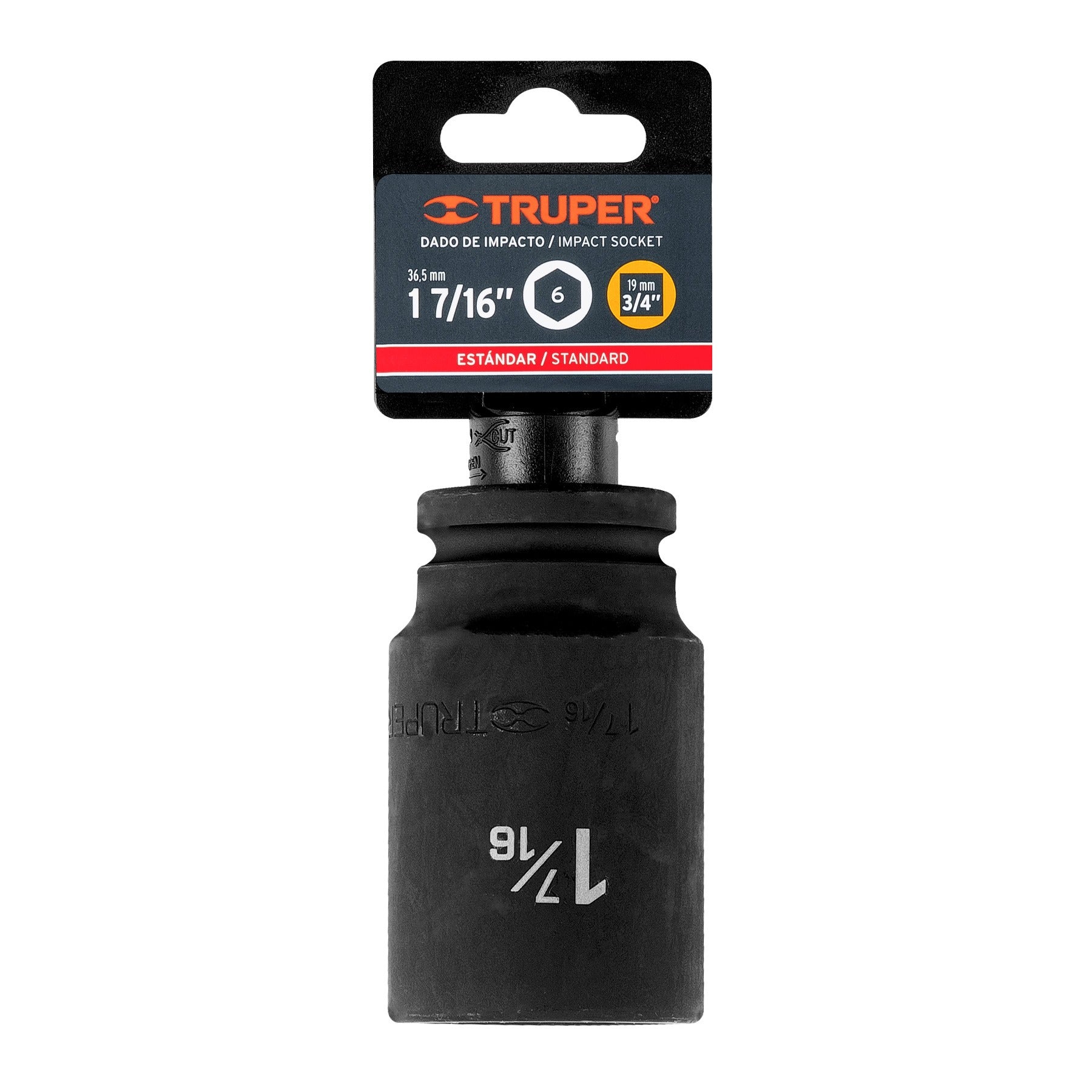 Dado largo de impacto de 1-7/16", 6 puntas, cuadro 3/4" 12441