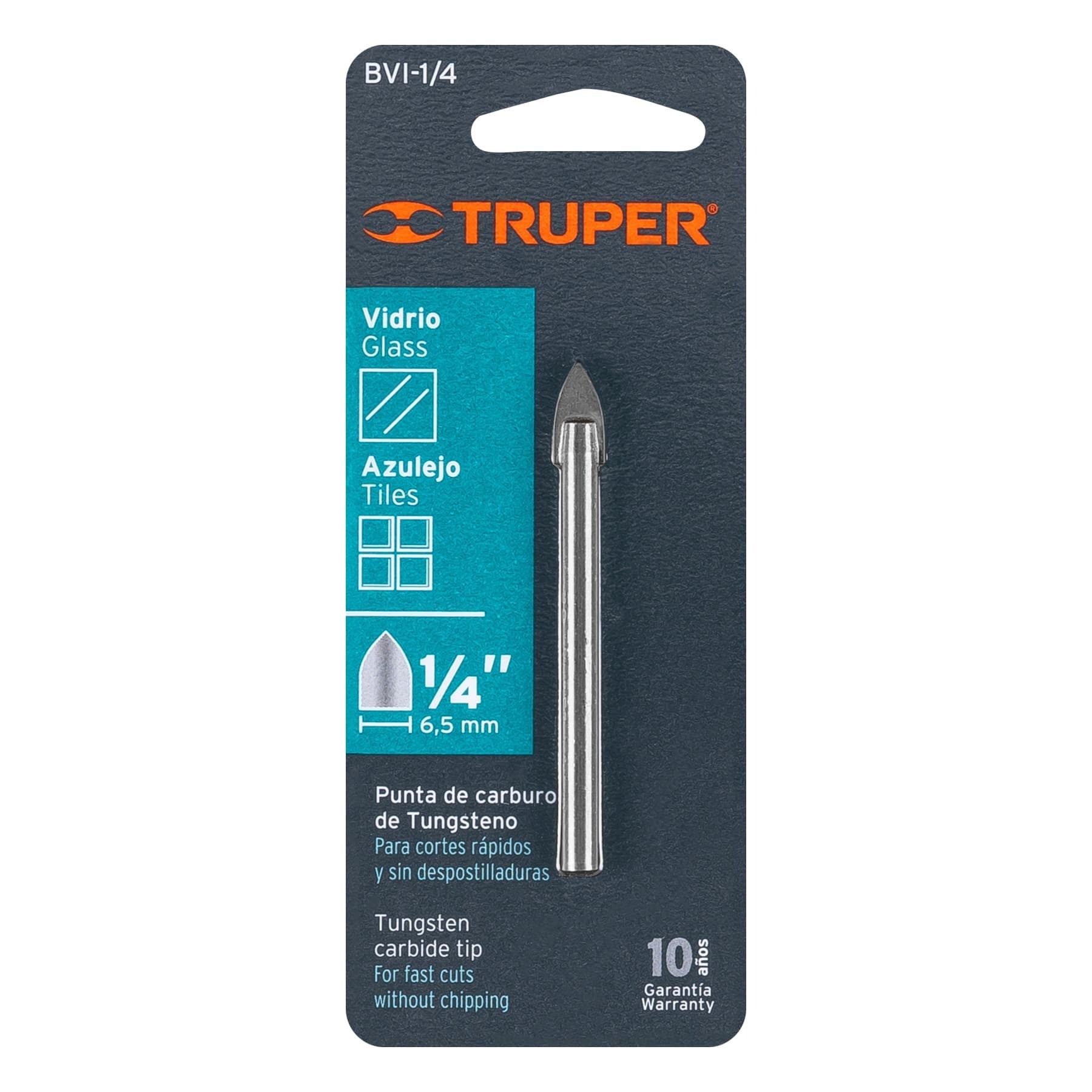 Broca para vidrio y azulejo de 1/4", Truper - 11702