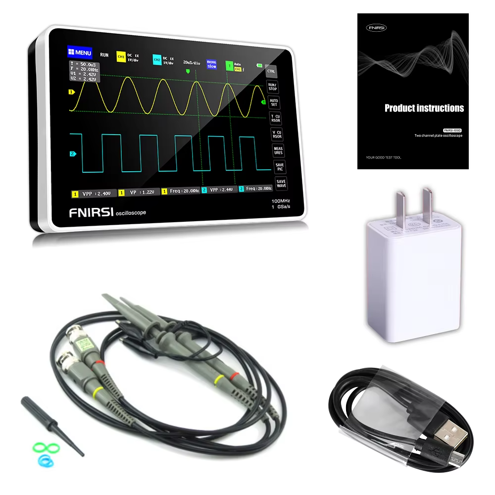 Osciloscopio Portatil de mano FNIRSI 1013D 2 canales 100mhz 1GSa/s LCD TFT 7 pulg