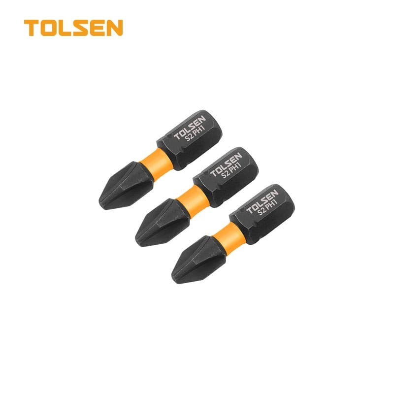 Juego de 3 puntas para destornillador de impacto PH1x25mm Tolsen 20501