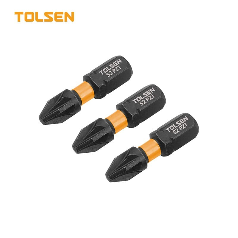 Juego de 3 puntas para destornillador de impacto PZ1x25mm TOLSEN 20505