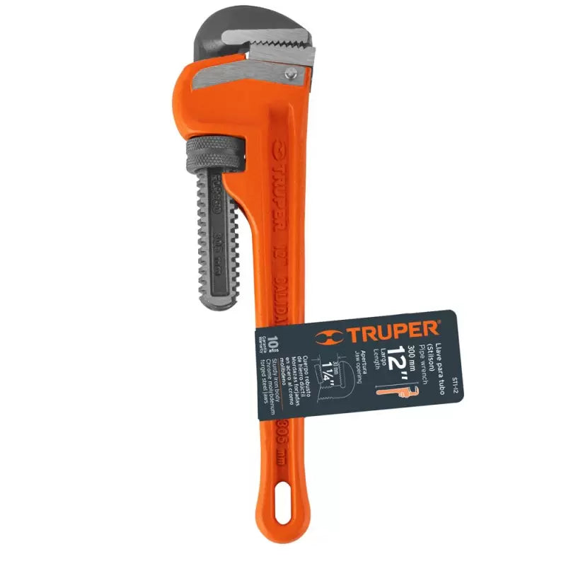 Llave stilson 12" cuerpo robusto de hierro dúctil, Truper - 15837