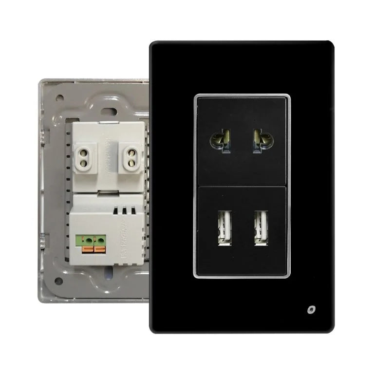 Tomacorriente Universal + USB Doble OP-AT-98NG OPALUX