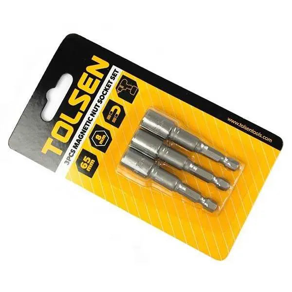 Juego de 3 puntas atornillador Hexagonal Magnetico 8mm Tolsen 77843