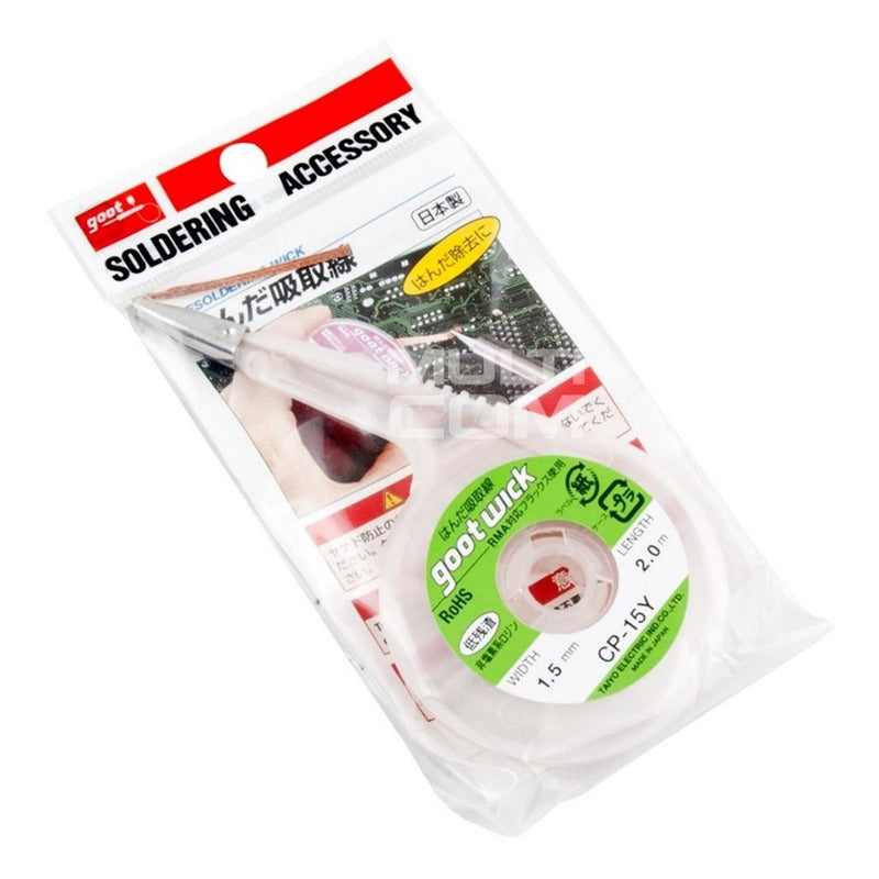 Malla Para Desoldar Goot 1.5mm X 2m (punta De Metal)