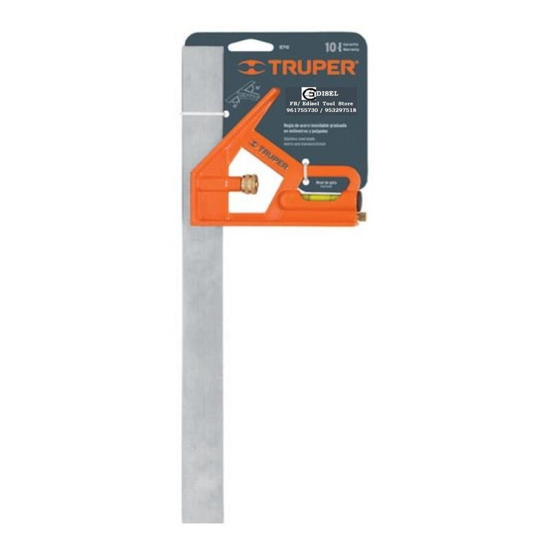 Escuadra 12" de combinación con punzón para marcar, Truper - 14380