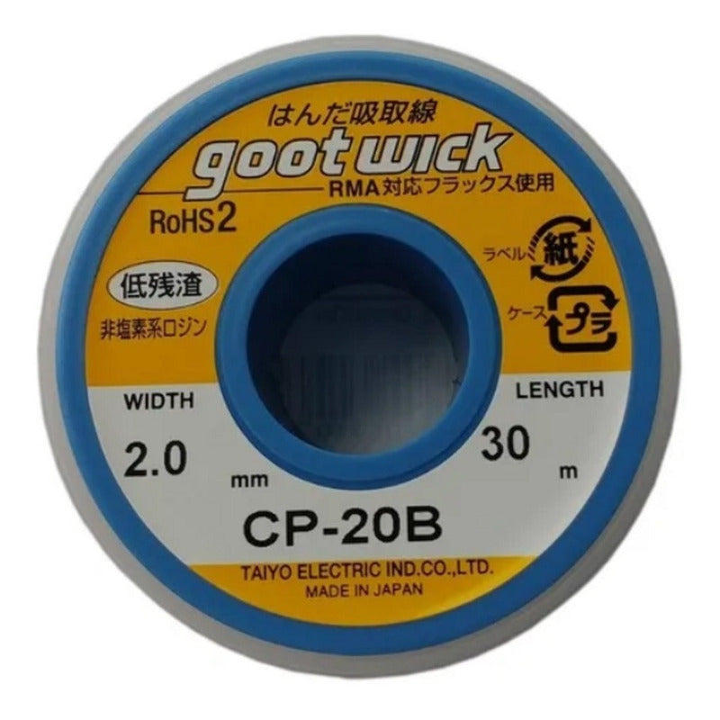 Malla Para Desoldar Goot De 2.0mm X 30 Metros CP-20B