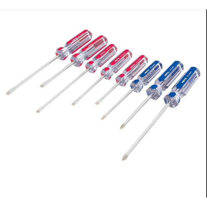 Desarmadores Jgo 8 Pzs Estrellas Y Planos, Mango Pvc