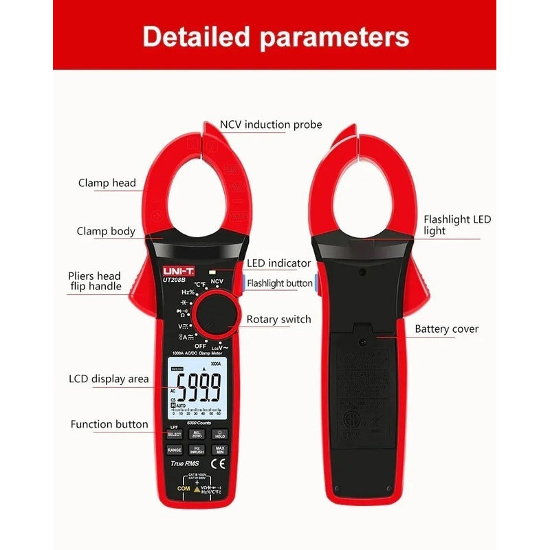 Pinza Amperimétrica Profesional Uni-t Ut208b 1000 A 1000 V