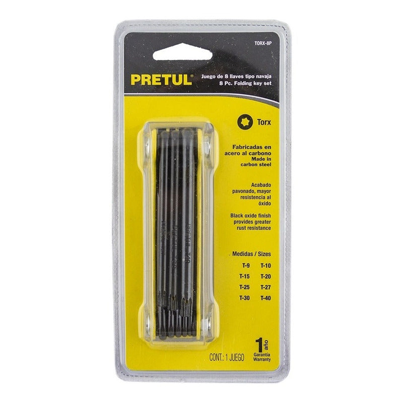 Juego De 8 Llaves Torx Tipo Navaja, Cuerpo De Lámina, Pretul