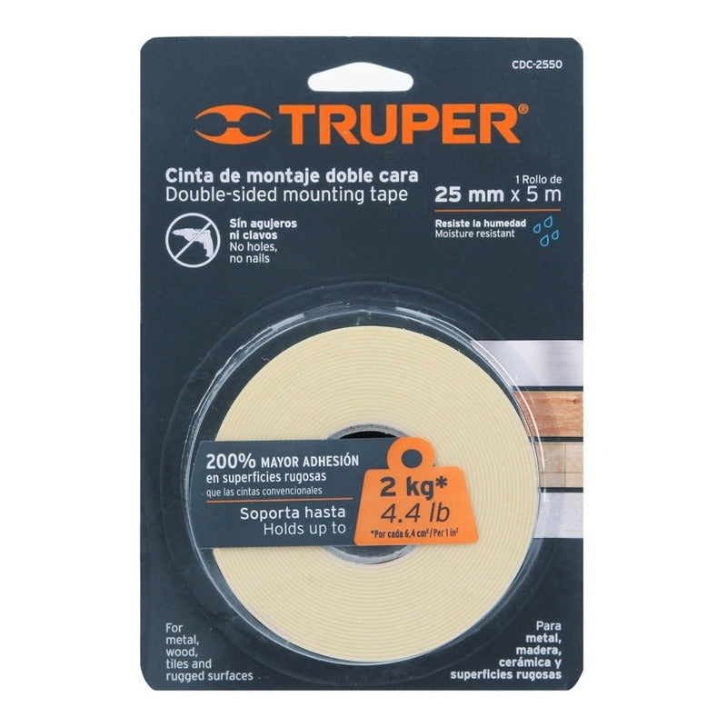 Cinta Doble Contacto 25mm 5m Truper