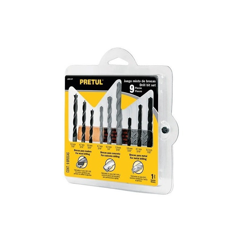 Juego De Brocas Metal,concreto Y Madera Pretul