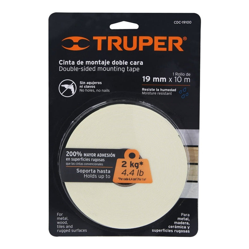 Cinta Doble Contacto Truper 19mm X 10 Metros