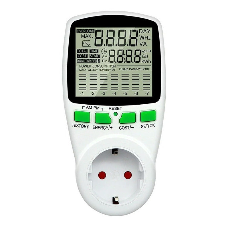 Medidor De Consumo Watts Voltaje Watimetro, Medidor de energía 3680W 16A