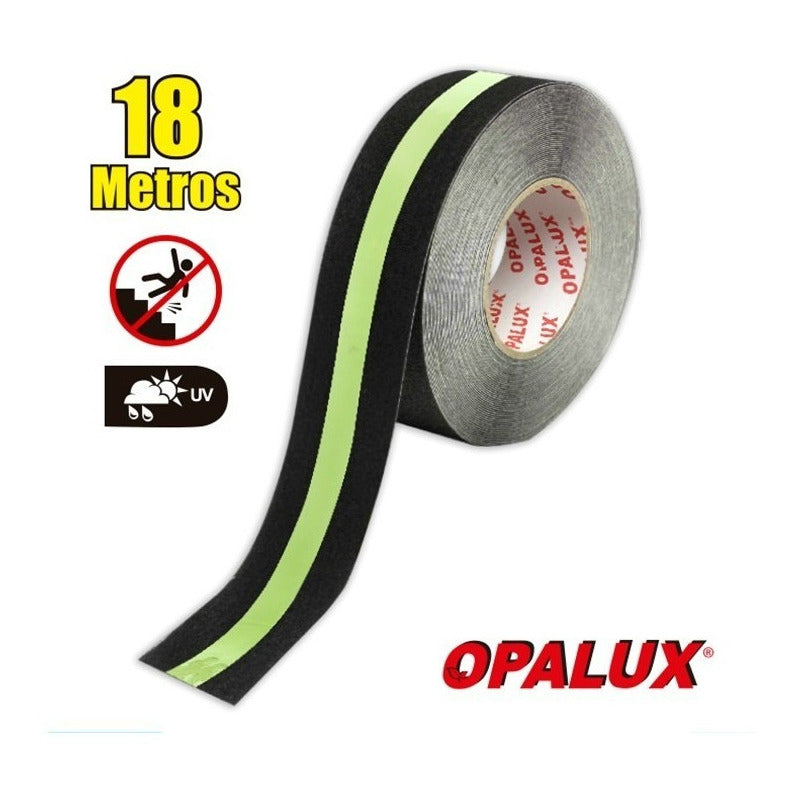 Cinta Antideslizante Opalux Negro/foto Luminiscente 18mx50mm