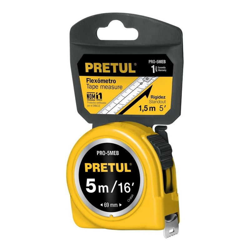Wincha Amarilla 5 M Cinta 19 Mm, En Tarjeta, Pretul