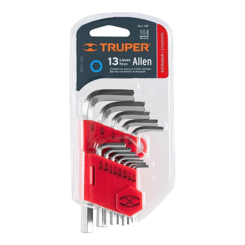 Llaves Allen Truper En Pulgadas Juego De 13 Pzas