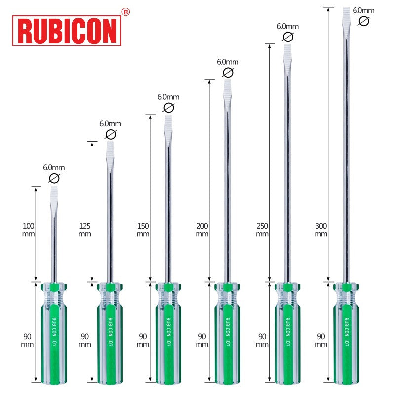 DESARMADOR 10" PLANO (-) 107-10 (1/4") RUBICON (pza) - 25897