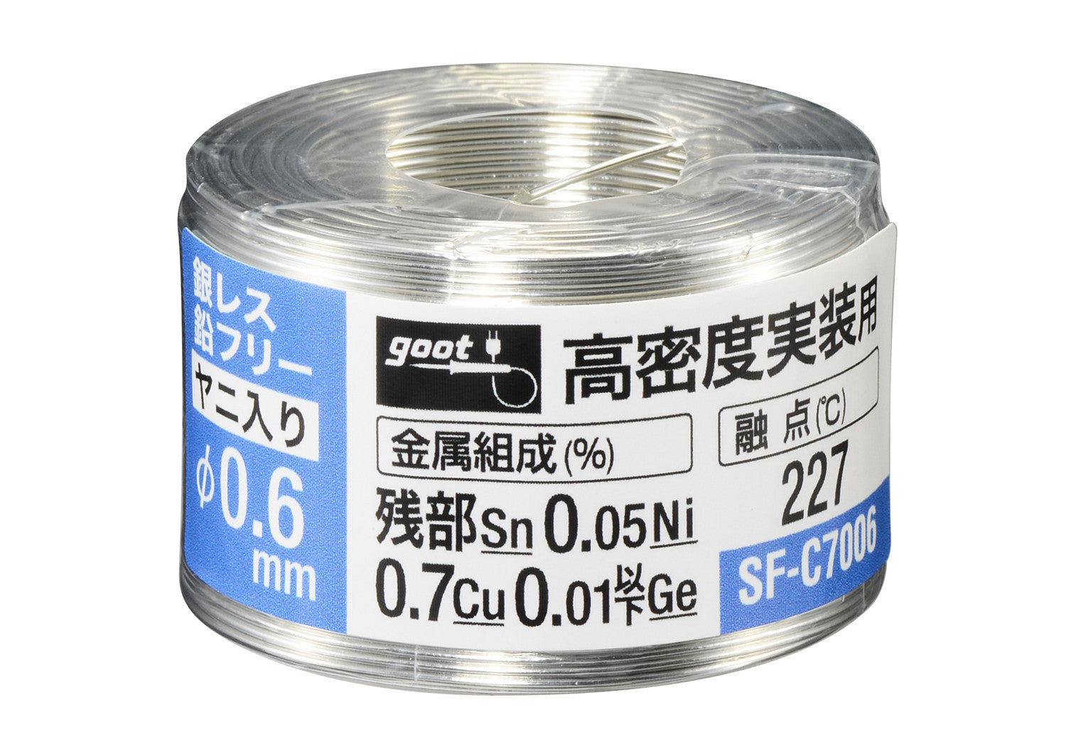 Estaño Soldadura sin plomo para trabajos electrónicos Goot 70g Φ0.6mmSF-C7006