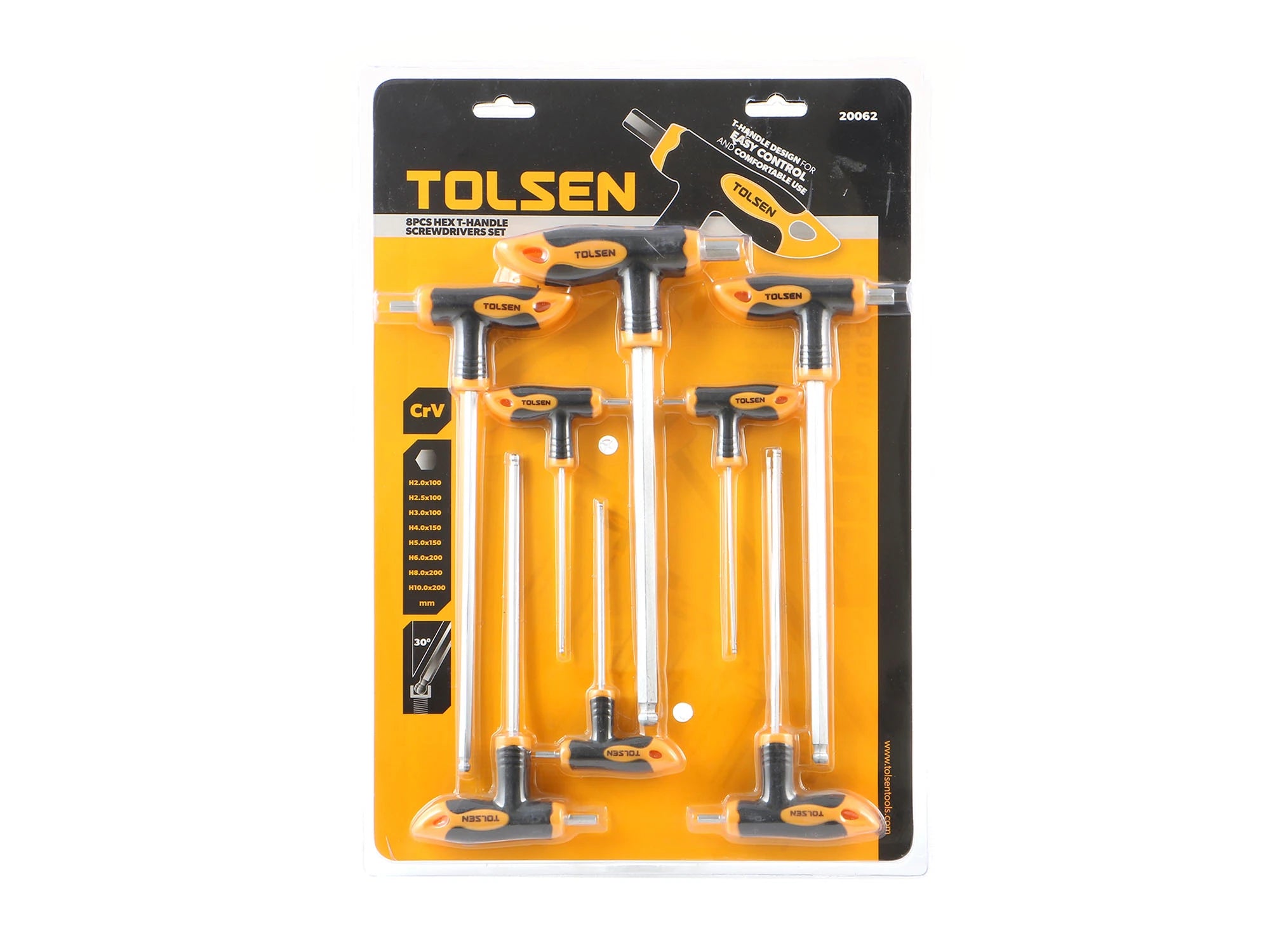 Juego de destornilladores en T hexagonal Allen de 8 piezas Tolsen cod: 20062