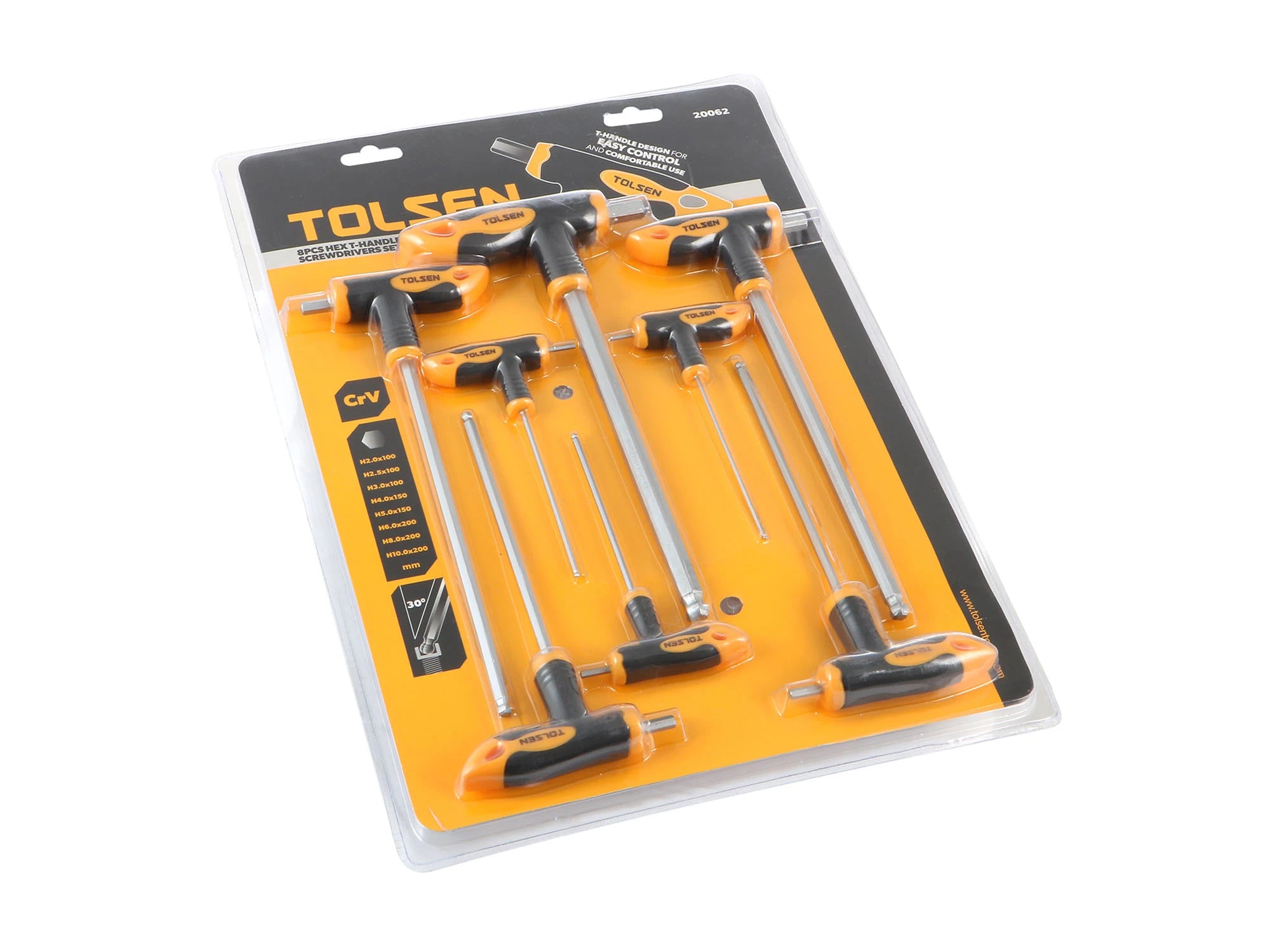 Juego de destornilladores en T hexagonal Allen de 8 piezas Tolsen cod: 20062