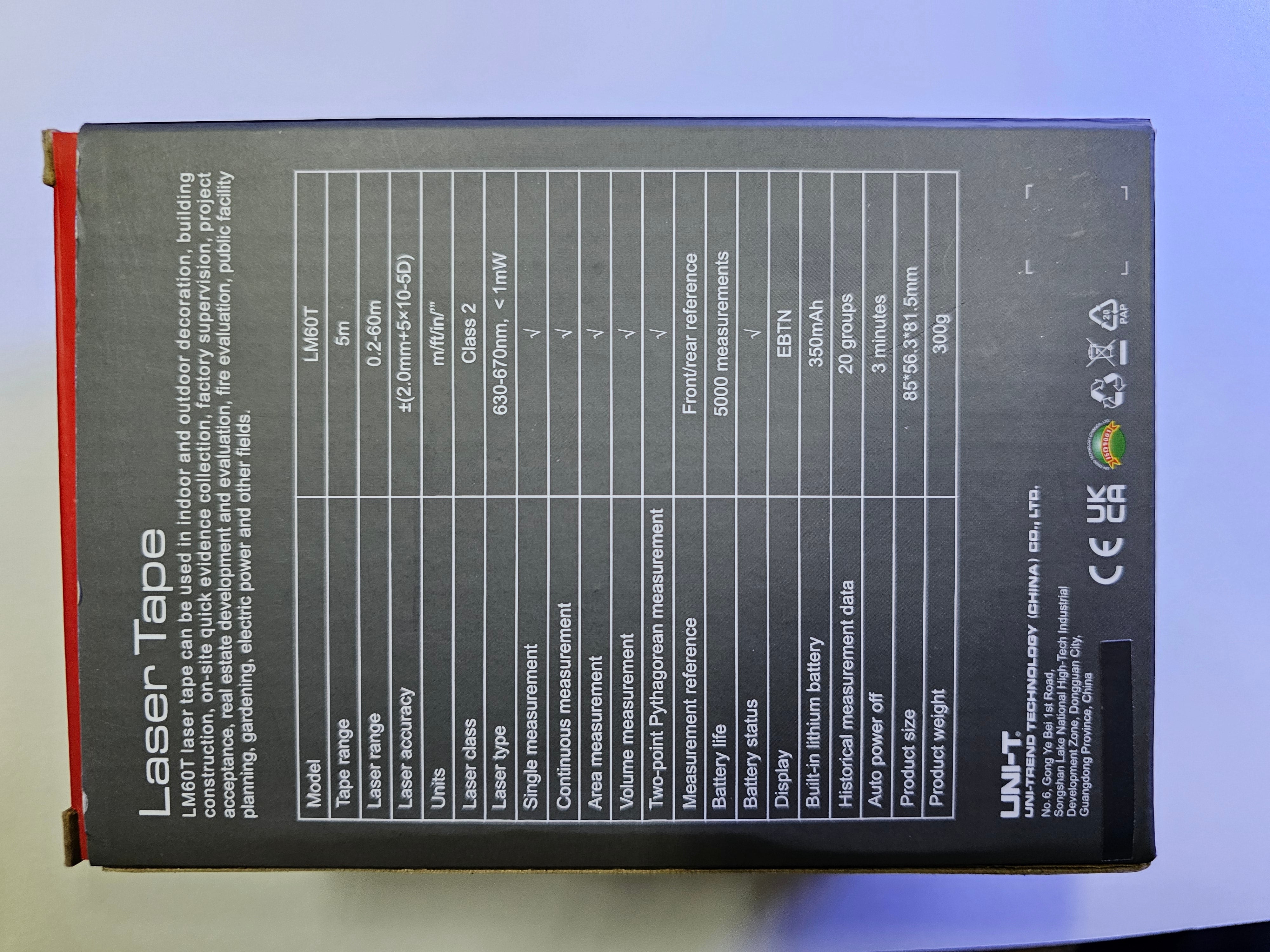 Medidor Laser Digital Con Pantalla Y Wincha, UNI-T - Lm60t