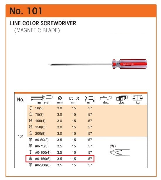 DESARMADOR 6" ESTRELLA (+) 101-0X6 (1/8") RUBICON (pza) - 24361