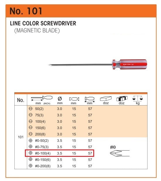 DESARMADOR 4" ESTRELLA (+) 101-0X4 (1/8") RUBICON (pza) - 24359