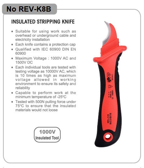 CUCHILLA ELECTRICISTA 1000 VOLTIOS CURVA REV-K8B RUBICON (pza) - 119242