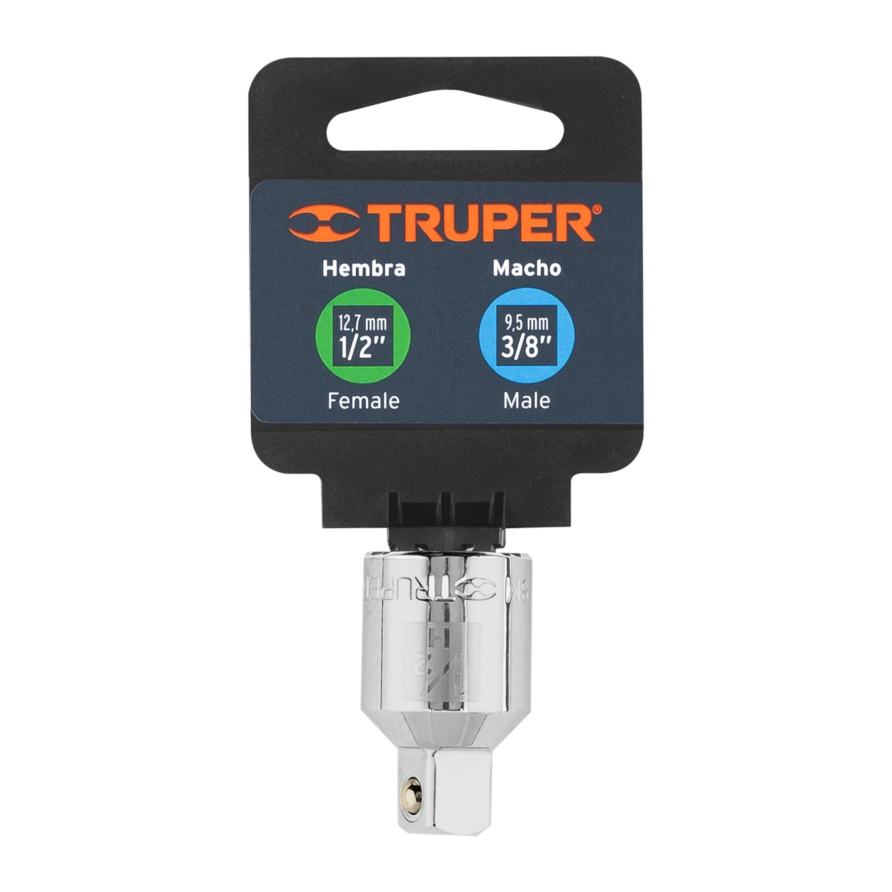 Adaptador para matraca de cuadro 1/2" a cuadro 3/8", Truper - 13422