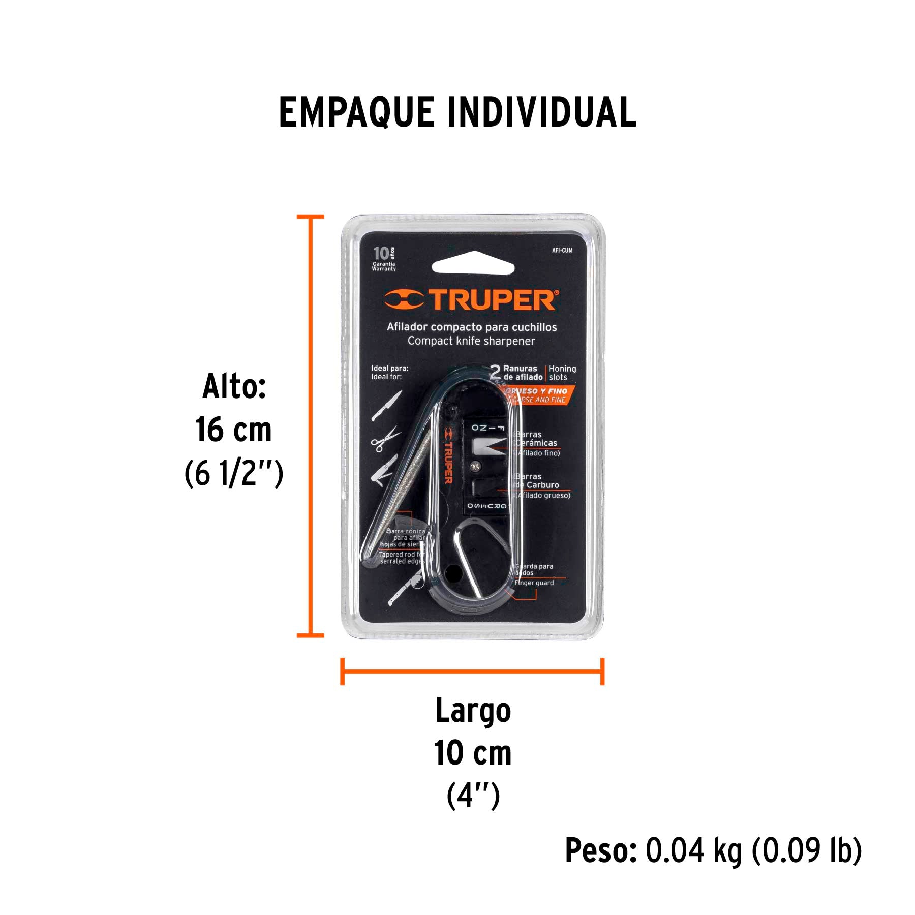 Afilador de cuchillos, de bolsillo, Truper - 14016