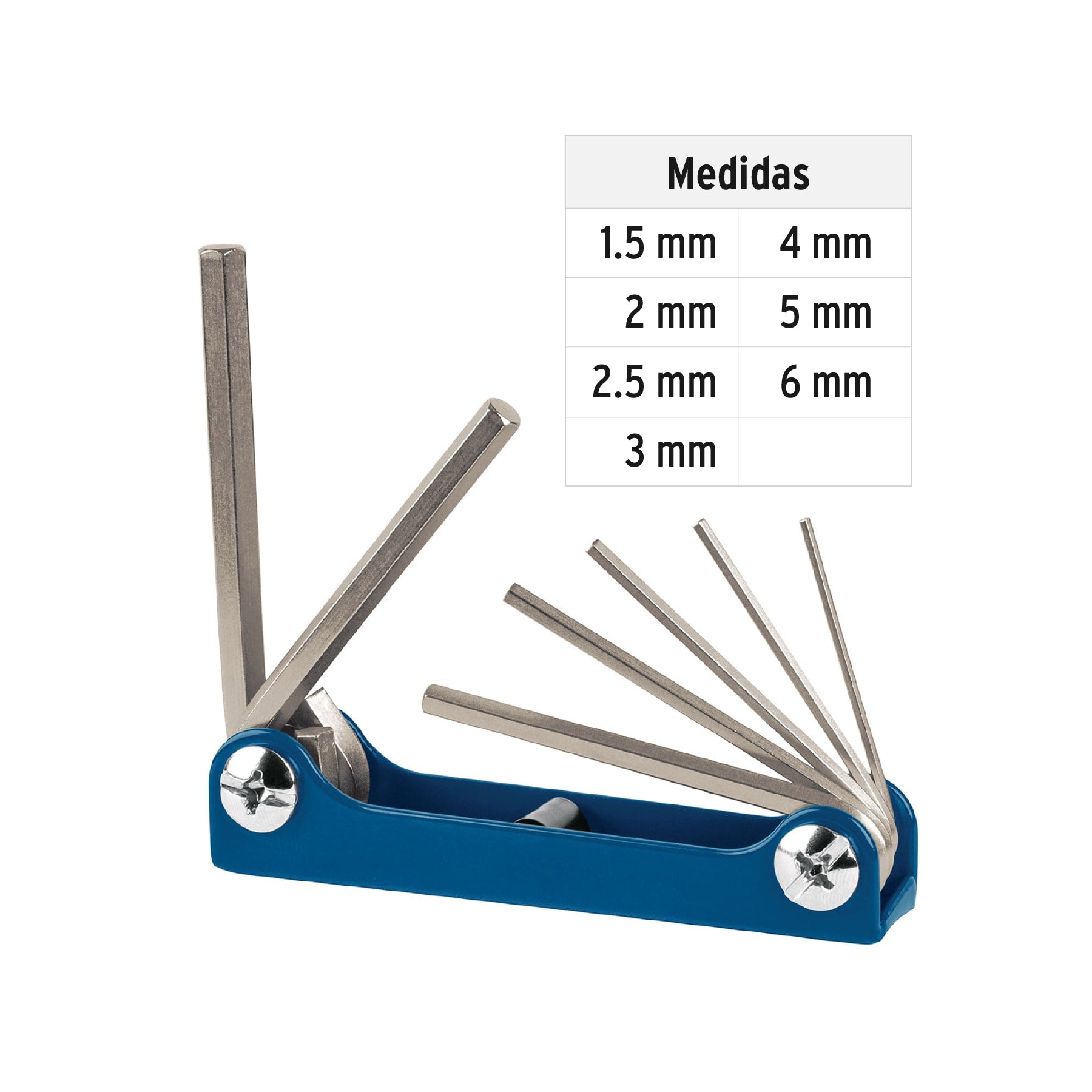 Juego de 7 llaves allen mm tipo navaja, cuerpo de lámina, Truper - 15557