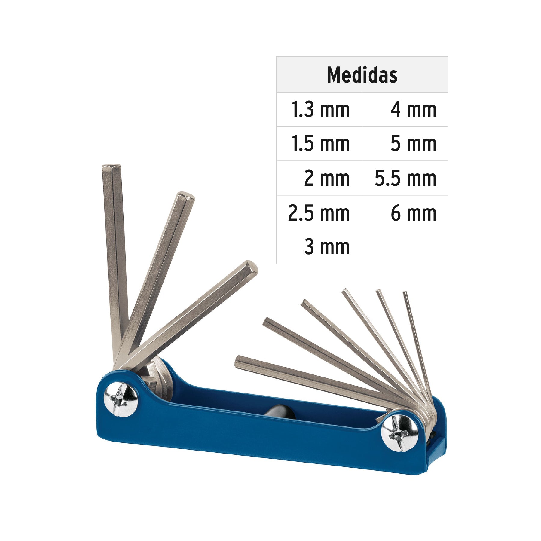 Juego de 9 llaves allen std tipo navaja, cuerpo de lámina - 15566