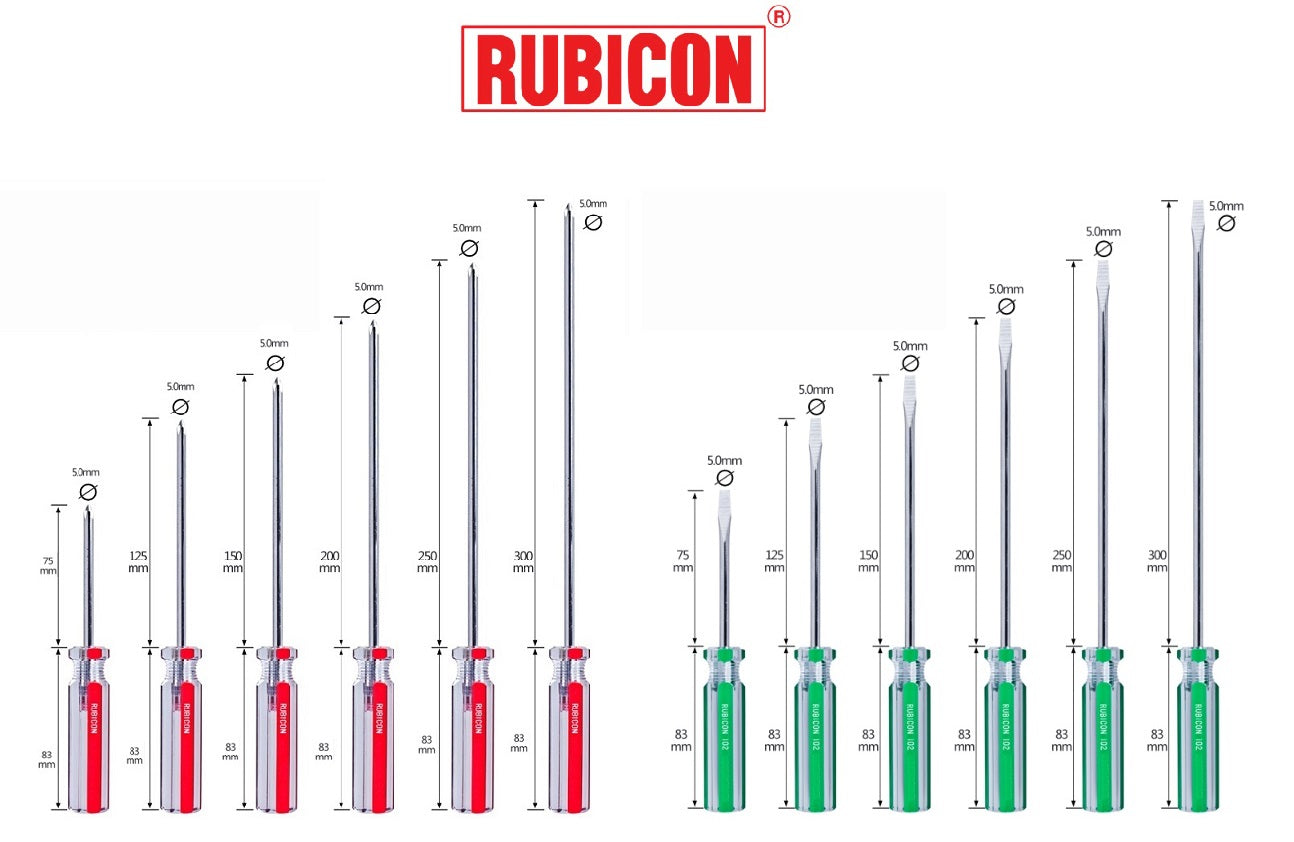 DESARMADOR 3" PLANO (-) 102-3 (3/16") RUBICON (pza) - 24486