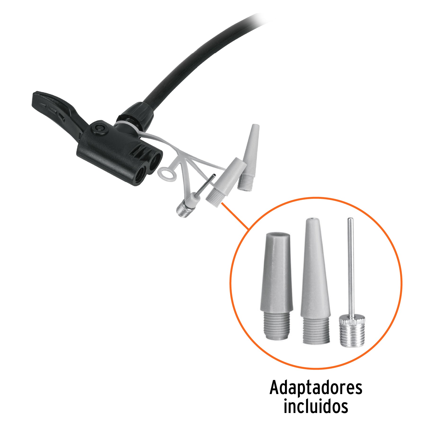 Inflador manual de acero, 100 PSI, Truper - 14863