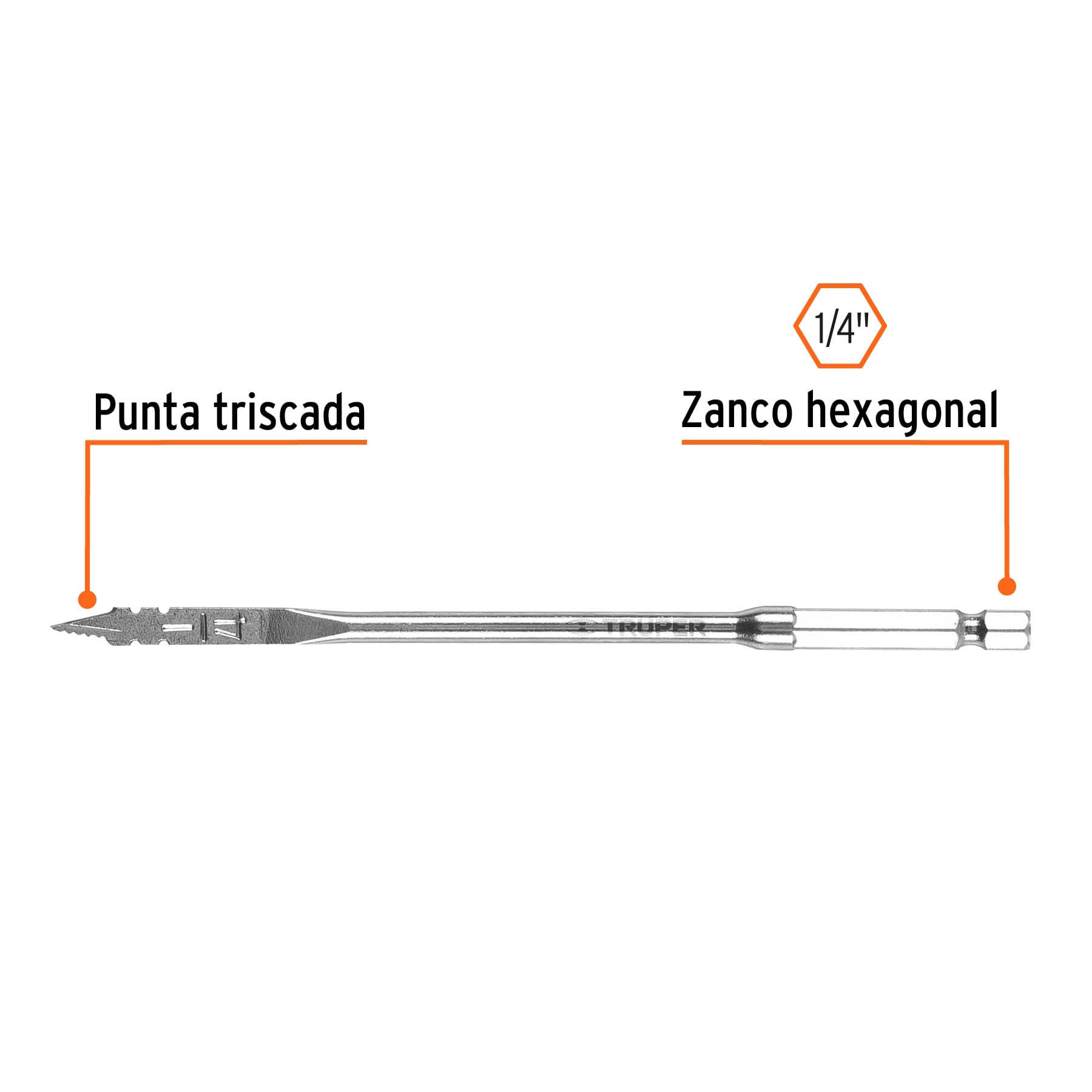 Broca paleta 1/4" para madera, Truper - 11360