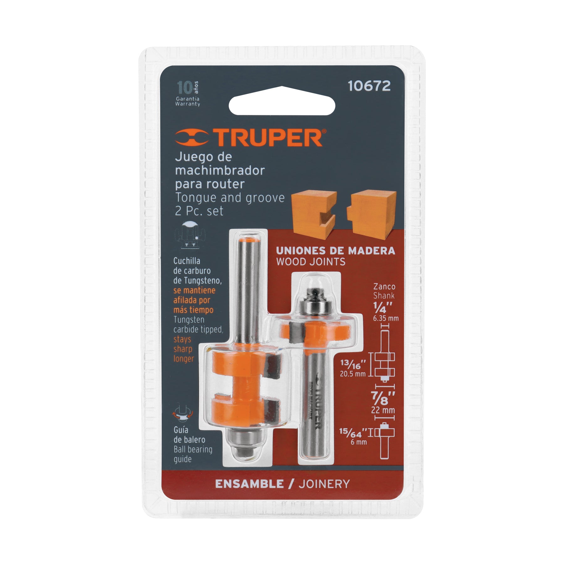 Juego de machimbrador 7/8" con rodaje, Truper - 10672