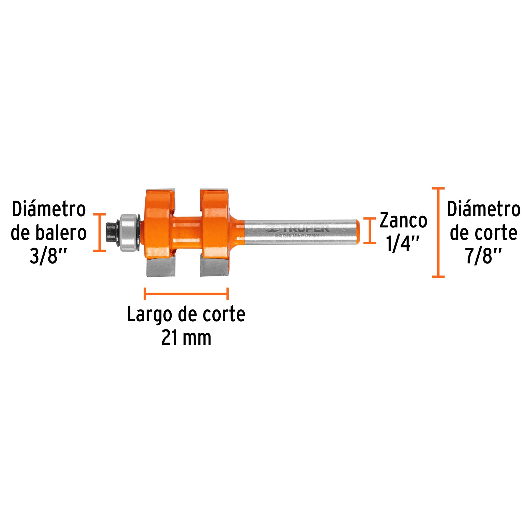Juego de machimbrador 7/8" con rodaje, Truper - 10672
