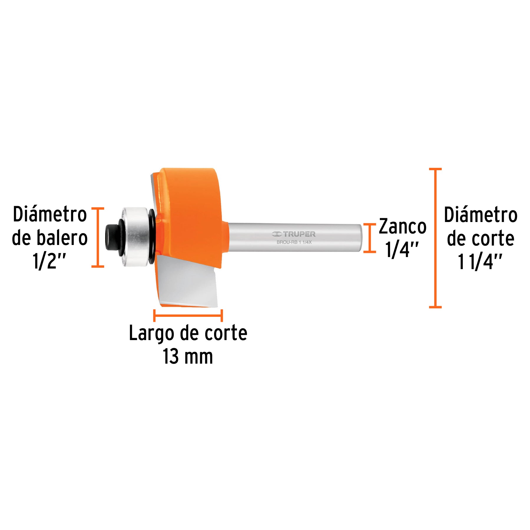 Fresa rebajadora, 1-1/4" con rodaje, Truper - 11477