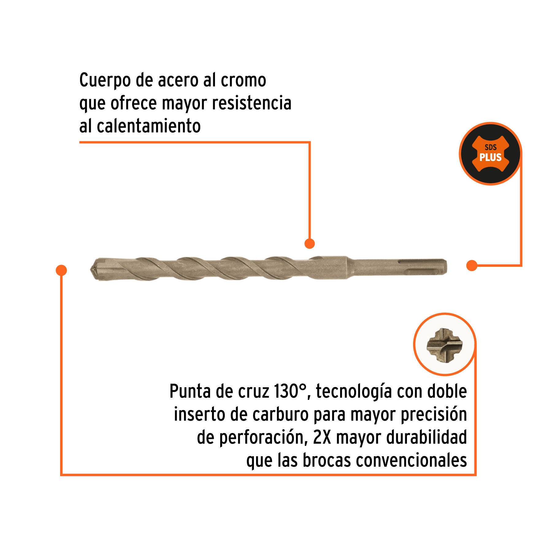Broca SDS Plus 5/8 x 8", Truper - 11284