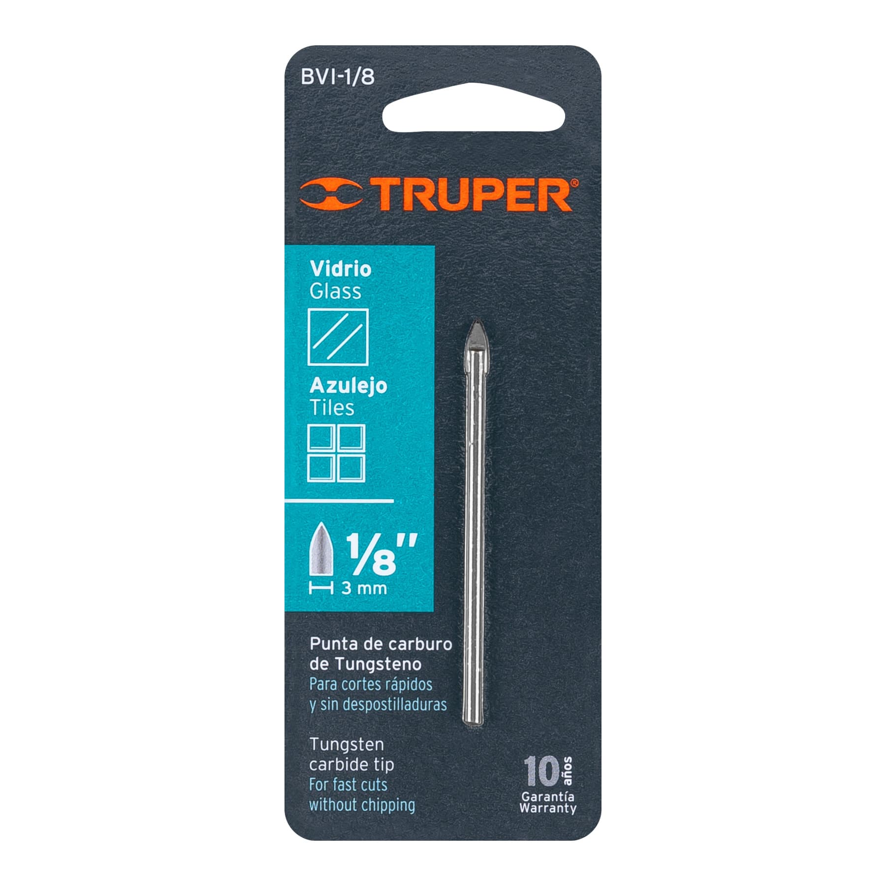 Broca para vidrio y mayólica de 1/8", Truper - 11700