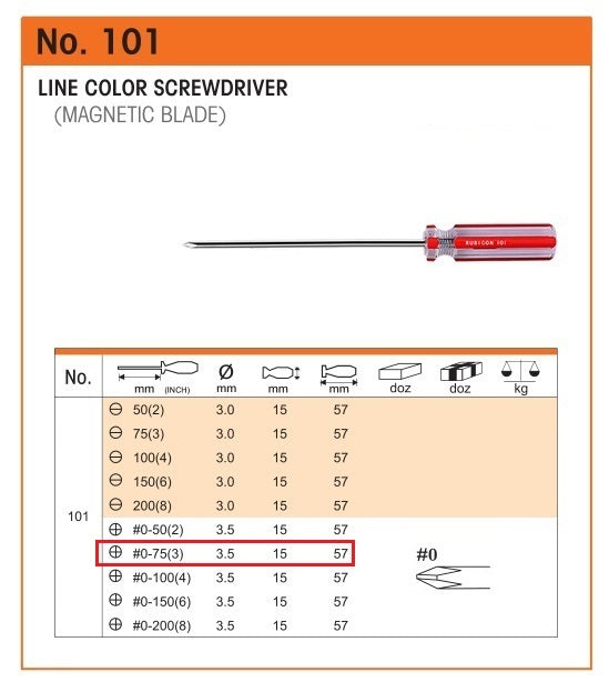 DESARMADOR 3" ESTRELLA (+) 101-0X3 (1/8") RUBICON (pza) - 24437