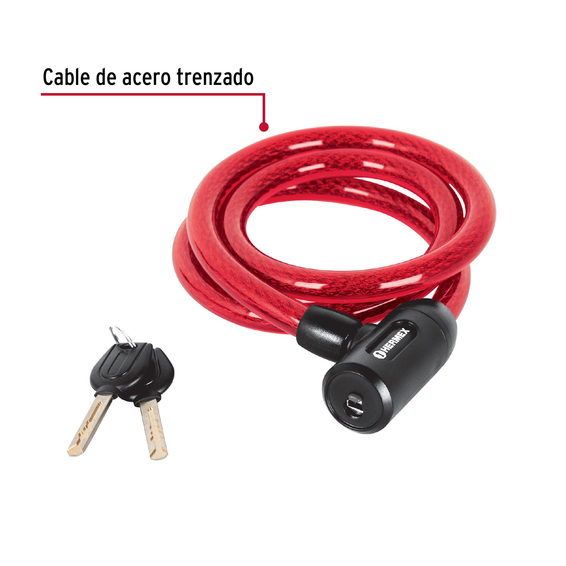 Candado de cable con llave, 15mm X 1.20 m, HERMEX - 43920